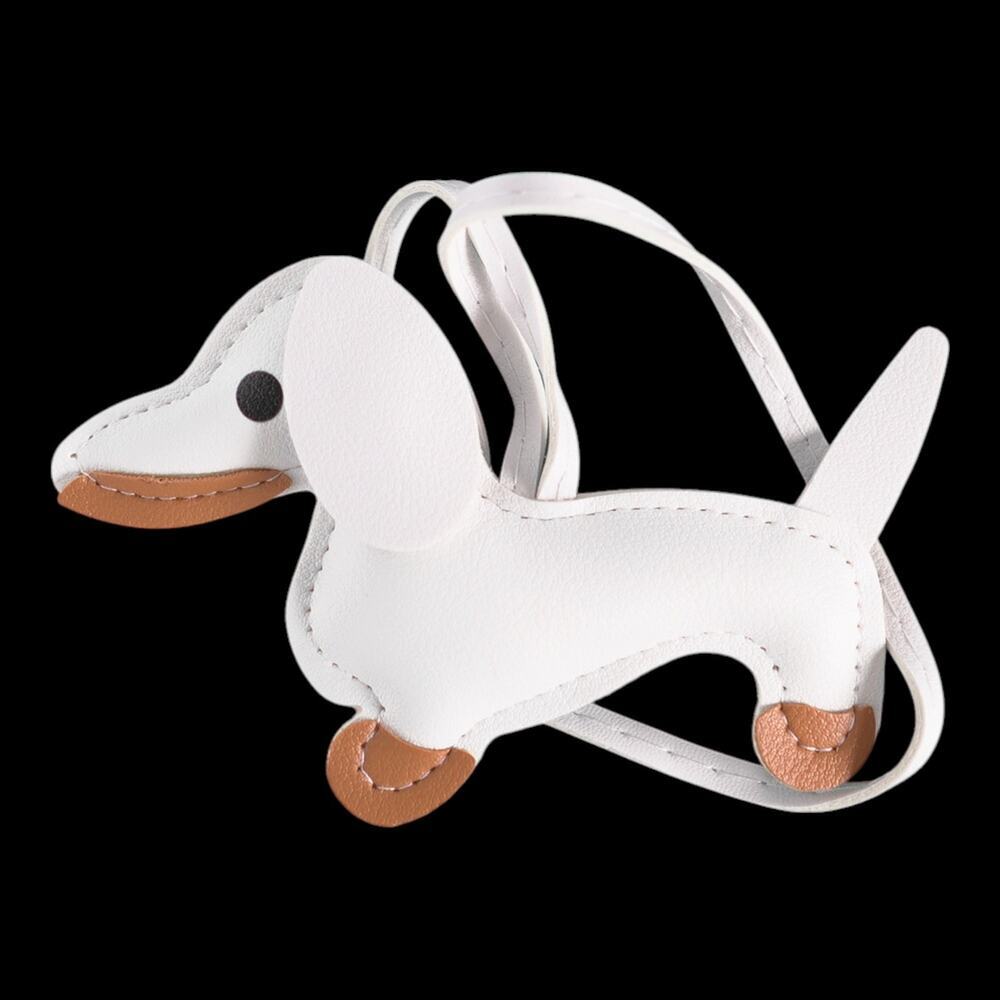 Dachshund Bag Charm Keychain Faux Leather Dog Mom Y2K Cottagecore White NWT - Picture 7 of 9